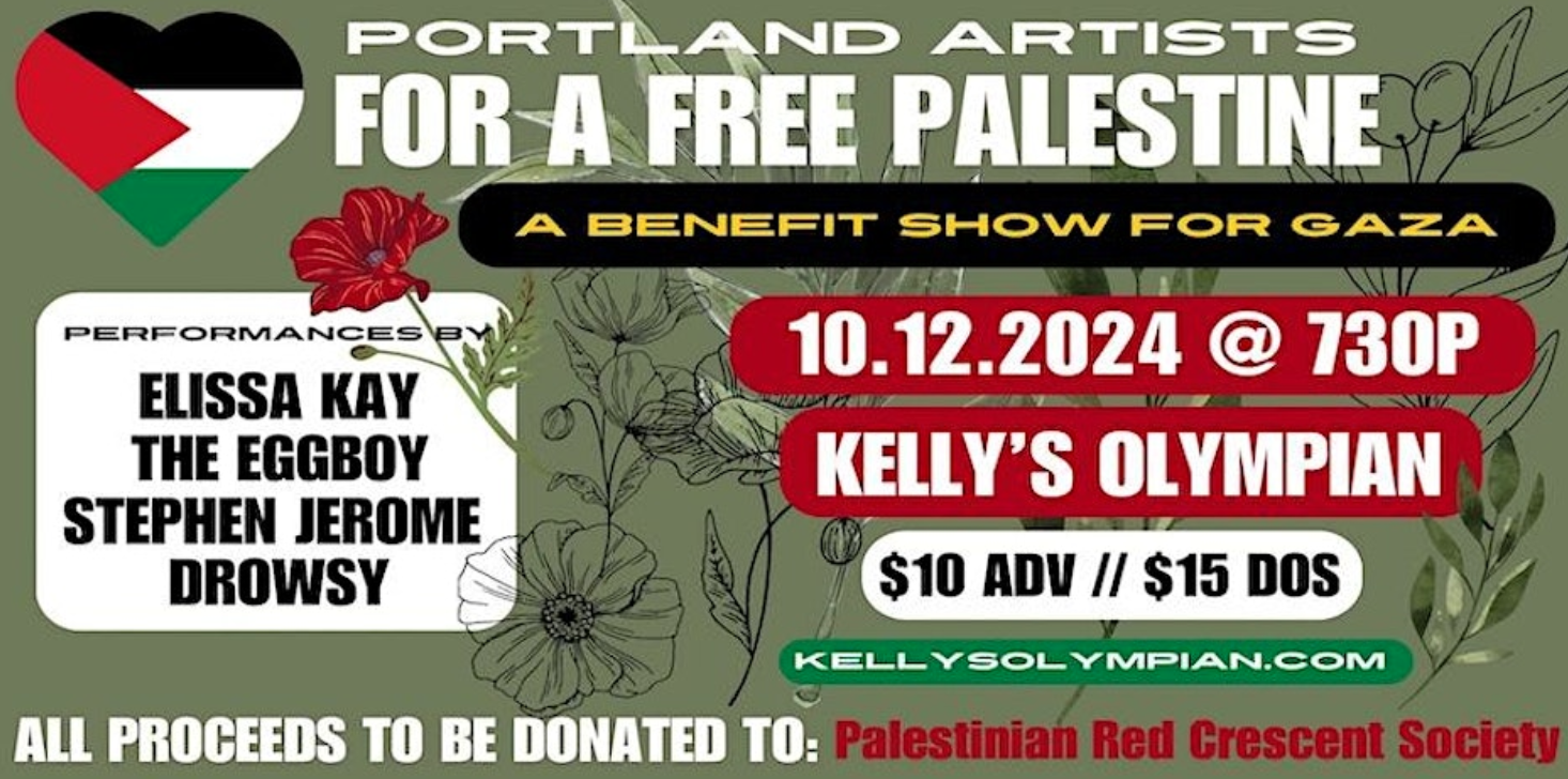 BENEFIT FOR GAZA, FEAT: ELISSA KAY, THE EGGBOY, STEPHEN JEROME, DROWSY